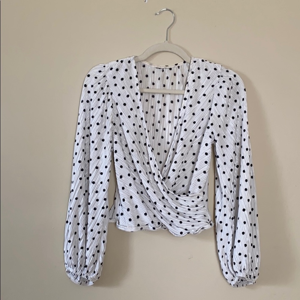 TopShop Knit Crinkle Criss Cross Polka Dot Printed - Picture 1 of 4